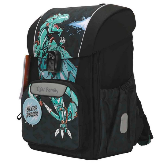 Dinosaur Patterned Black School Bag