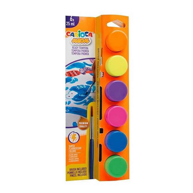 Carioca Tempera Suluboya Fosforlu Yıkanabilir Fırçalı