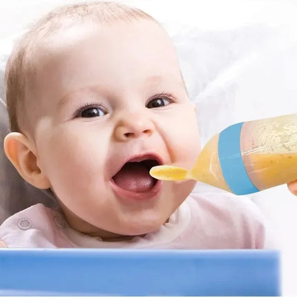 Babyjem Sıkmalı Kaşıklı Mama Biberonu Mavi