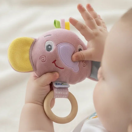 Babyjem Ahşap Halkalı Sevimli Fil Dişlik Gül Kurusu