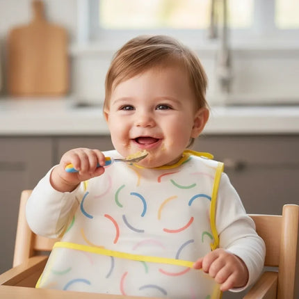 Babyjem Leke Tutmaz Giymeli Sarı Gülen Yüz Mama Önlüğü