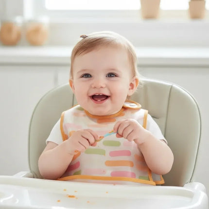 Babyjem Leke Tutmaz Giymeli Mama Önlüğü Pastel Şerit