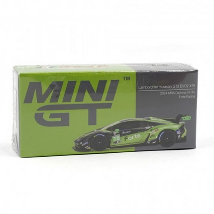 Mini GT 1/64 Lamborghini Huracán GT3 EVO2 #78 Forte Racing 2024 IMSA Daytona 24 Hrs