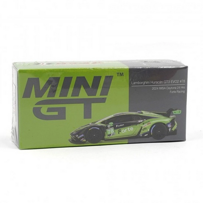 Mini GT 1/64 Lamborghini Huracán GT3 EVO2 #78 Forte Racing 2024 IMSA Daytona 24 Hrs