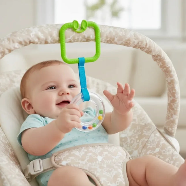 Babyjem Pusete Asılabilir Kare Sesli Çıngırak Yeşil