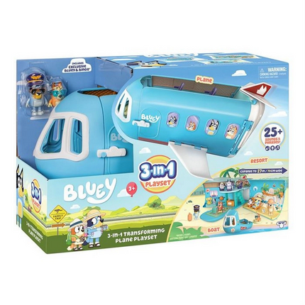 Moose Toys Bluey 3'ü 1 Arada Dönüşen Uçak Oyun Seti