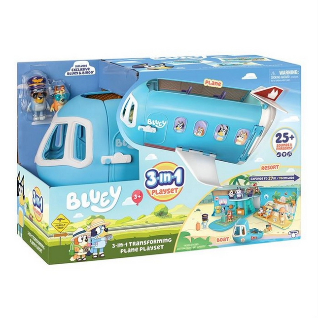 Moose Toys Bluey 3'ü 1 Arada Dönüşen Uçak Oyun Seti