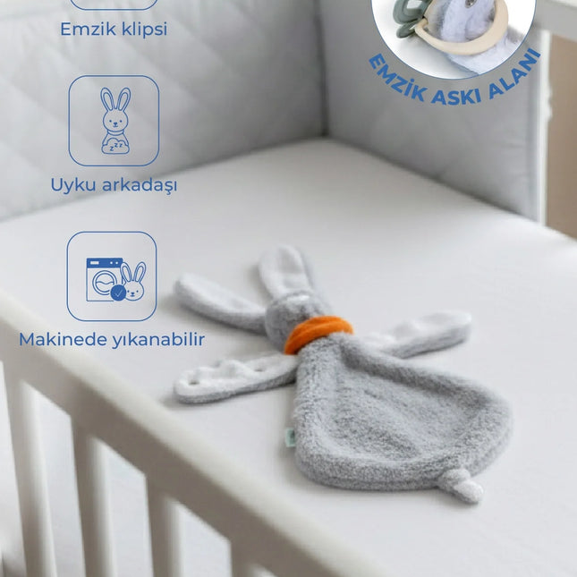 Babyjem Emzik Askılı Tavşan Uyku Arkadaşı Gri
