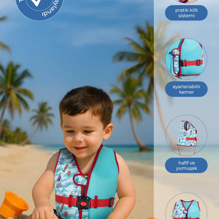 Babyjem Deniz Havuz Çocuk Yüzme Yeleği UV Korumalı 1-4 Yaş Yeşil