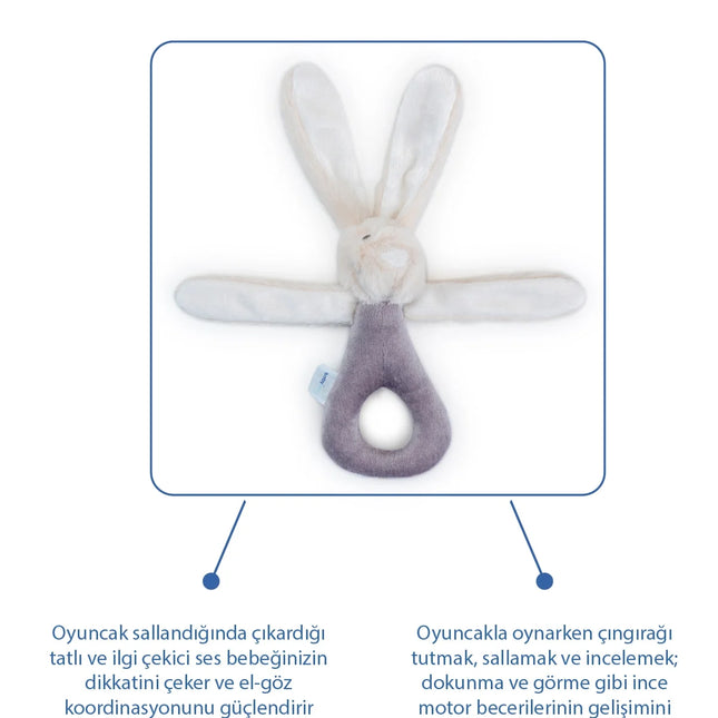 Babyjem Tutmalı Çıngıraklı Mini Peluş Tavşan Taş 842
