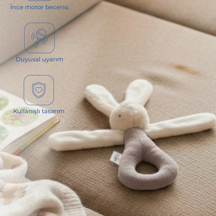 Babyjem Tutmalı Çıngıraklı Mini Peluş Tavşan Taş 842