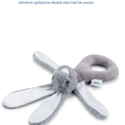 Babyjem Tutmalı Çıngıraklı Mini Peluş Tavşan Gri 842