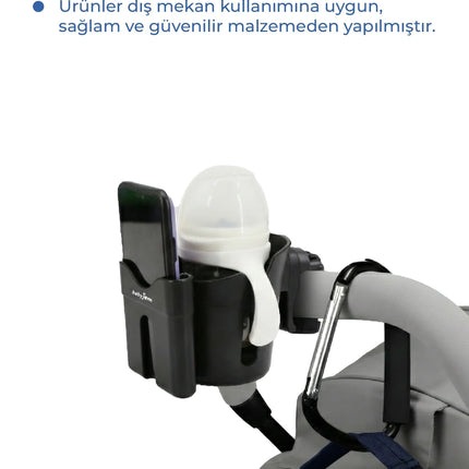 Babyjem Bebek Arabası Aksesuar 2 Parça Set Telefon Tutucu + Kanca XL