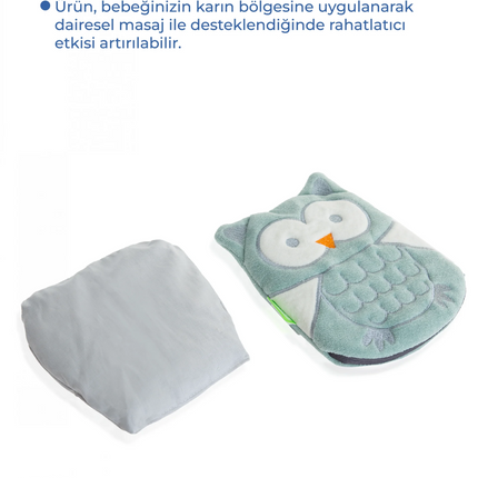Babyjem Kiraz Çekirdekli Baykuş Kadife Rahatlatıcı Gaz Kemeri & Gaz Yastığı - Yeşil