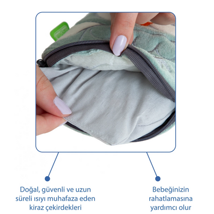 Babyjem Kiraz Çekirdekli Baykuş Kadife Rahatlatıcı Gaz Kemeri & Gaz Yastığı - Yeşil