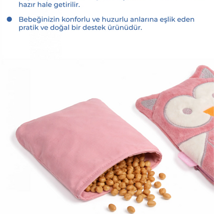 Babyjem Kiraz Çekirdekli Baykuş Kadife Rahatlatıcı Gaz Kemeri & Gaz Yastığı - Gül Kurusu