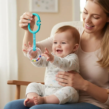 Babyjem Pusete Asılabilir Oval Sesli Çıngırak Mavi