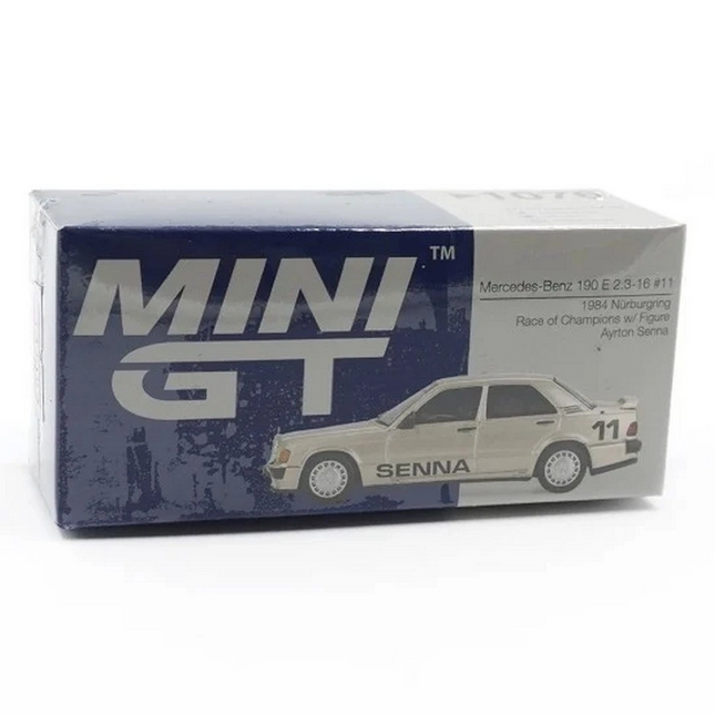 Mini GT 1/64 Mercedes-Benz 190 E 2.3-16 #11 Ayrton Senna 1984 Nürburgring Race of Champions w/ Figure