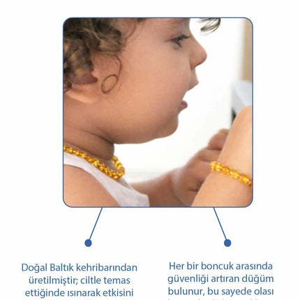 Babyjem Orjinal Sertifikalı Kehribar Bebek Kolyesi Bal