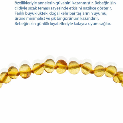 Babyjem Orjinal Sertifikalı Kehribar Bebek Kolyesi Bal