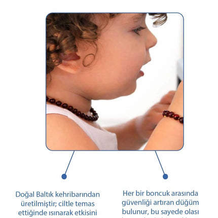 Babyjem Orjinal Sertifikalı Kehribar Bebek Kolyesi Vişne
