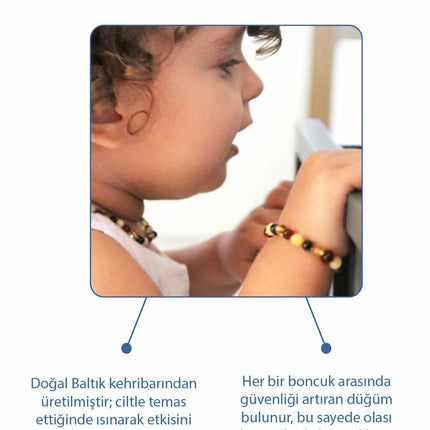 Babyjem Orjinal Sertifikalı Kehribar Bebek Kolyesi Multicolor
