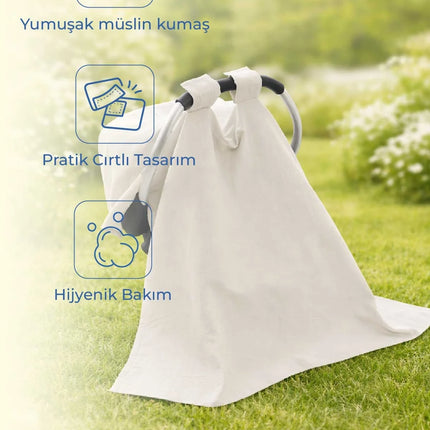 Babyjem Müslin Çok Amaçlı Ana Kucağı Örtüsü Ekru