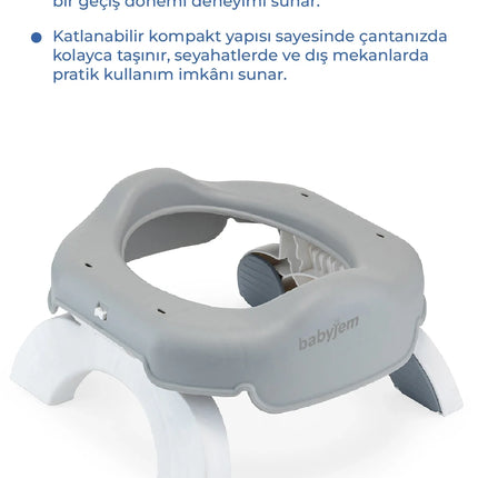 Babyjem Portatif Katlanabilir Seyahat Lazımlığı Soft Gri + 5 Hediye Poşet