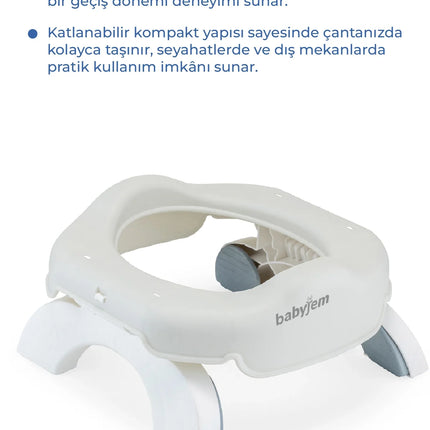 Babyjem 2 İn 1 Portatif Katlanabilir Seyahat Lazımlığı Klozet Adaptörü Kum Beji + 5 Hediye Poşet