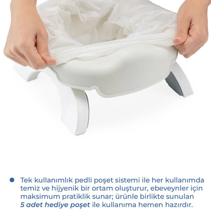Babyjem 2 İn 1 Portatif Katlanabilir Seyahat Lazımlığı Klozet Adaptörü Kum Beji + 5 Hediye Poşet