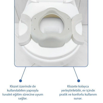Babyjem 2 İn 1 Portatif Katlanabilir Seyahat Lazımlığı Klozet Adaptörü Kum Beji + 5 Hediye Poşet