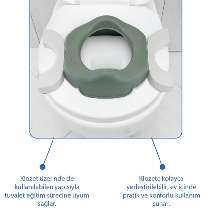 Babyjem 2 İn 1 Portatif Katlanabilir Seyahat Lazımlığı Klozet Adaptörü Soft Yeşil + 5 Hediye Poşet