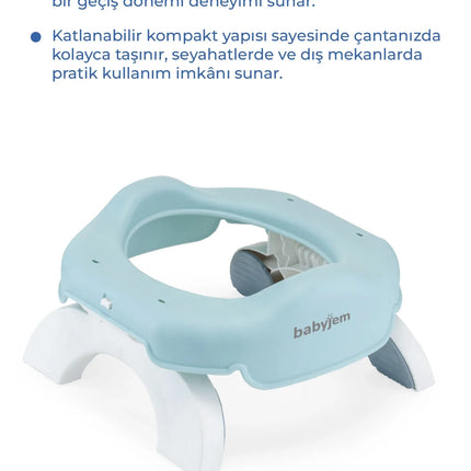 Babyjem Portatif Katlanabilir Seyahat Lazımlığı Soft Mavi + 5 Hediye Poşet