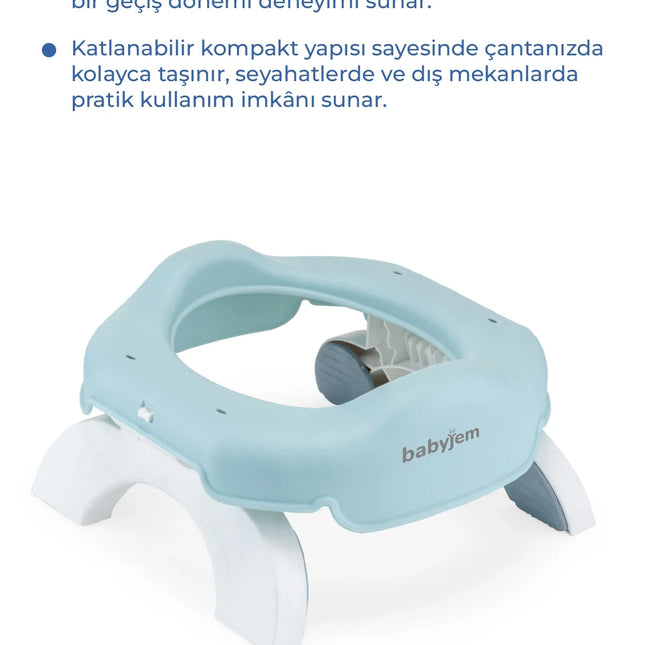 Babyjem Portatif Katlanabilir Seyahat Lazımlığı Soft Mavi + 5 Hediye Poşet