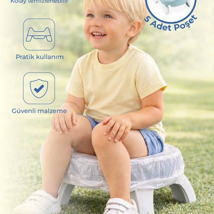 Babyjem Portatif Katlanabilir Seyahat Lazımlığı Soft Mavi + 5 Hediye Poşet