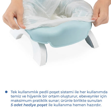 Babyjem Portatif Katlanabilir Seyahat Lazımlığı Soft Mavi + 5 Hediye Poşet