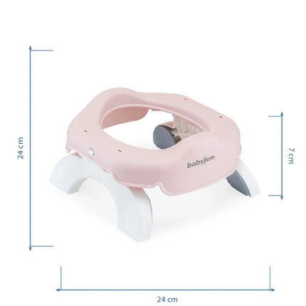 Babyjem 2 İn 1 Portatif Katlanabilir Seyahat Lazımlığı Klozet Adaptörü Soft Pembe + 5 Hediye Poşet