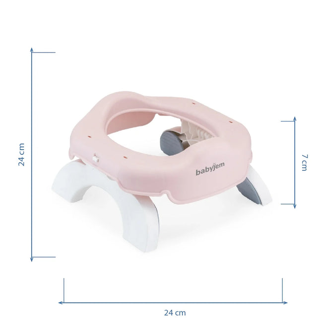 Babyjem 2 İn 1 Portatif Katlanabilir Seyahat Lazımlığı Klozet Adaptörü Soft Pembe + 5 Hediye Poşet