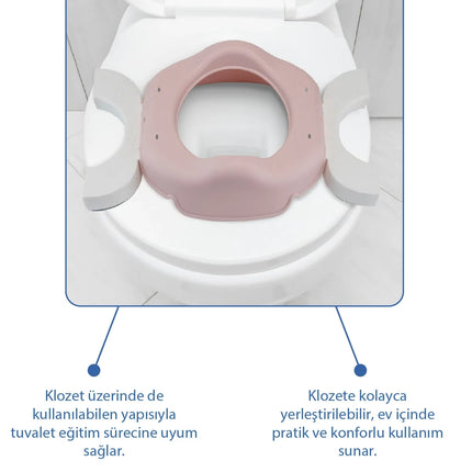 Babyjem 2 İn 1 Portatif Katlanabilir Seyahat Lazımlığı Klozet Adaptörü Soft Pembe + 5 Hediye Poşet