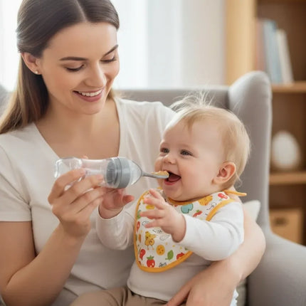 Babyjem Sıkmalı Kaşıklı Mama Biberonu Gri