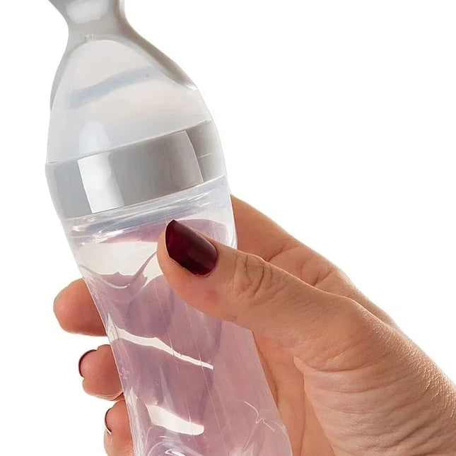 Babyjem Sıkmalı Kaşıklı Mama Biberonu Gri