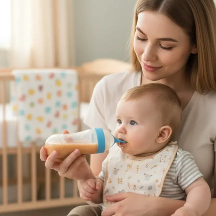 Babyjem Sıkmalı Kaşıklı Mama Biberonu Mavi