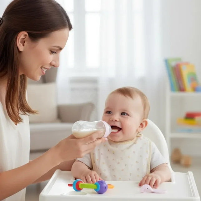 Babyjem Sıkmalı Kaşıklı Mama Biberonu Pembe