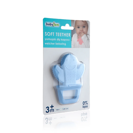 Babyjem Yumuşak Kaktüs Dişlik Diş Kaşıyıcı Mavi