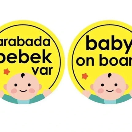 Babyjem Vakumlu Arabada Bebek Var Cam Yazısı Sarı