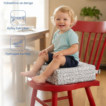 Babyjem QuickBoost Bebek Mama Sandalye Yükseltici Minder Gri Kare