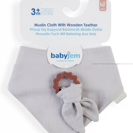 Babyjem Silikon Diş Kaşıyıcılı Müslin Mama Önlüğü Gri