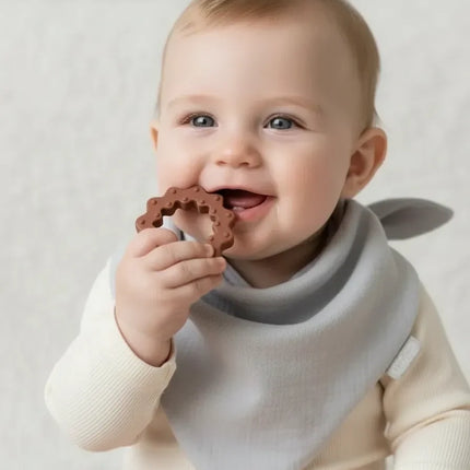Babyjem Silikon Diş Kaşıyıcılı Müslin Mama Önlüğü Gri