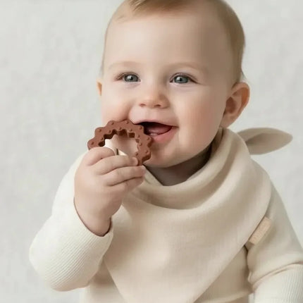 Babyjem Silikon Diş Kaşıyıcılı Müslin Mama Önlüğü Ekru
