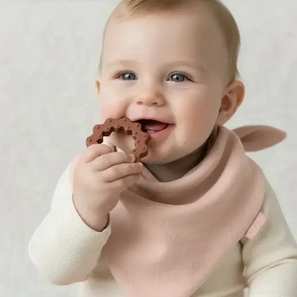 Babyjem Silikon Diş Kaşıyıcılı Müslin Mama Önlüğü Somon